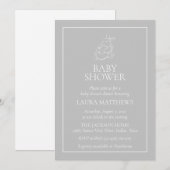 Vintage White Bunny Baby shower Kaart (Voorkant / Achterkant)