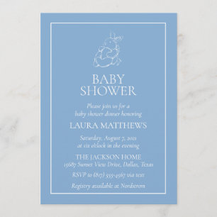 Vintage White Bunny Baby shower Kaart