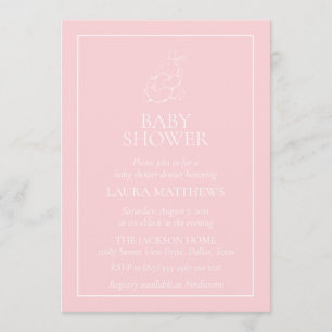 Vintage White Bunny Baby shower Kaart