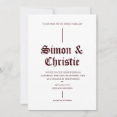 Vintage White Burgundy Photo QR Code Wedding Kaart (Voorkant)