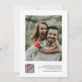 Vintage White Burgundy Photo QR Code Wedding Kaart (Achterkant)