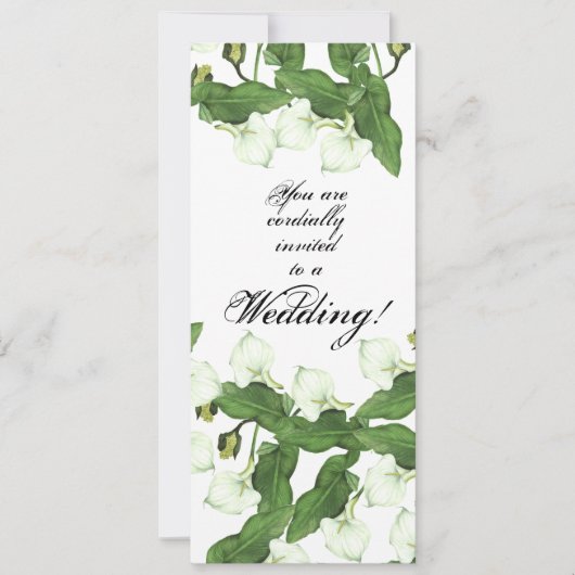 Vintage White Calla Lily Flower Wedding Invitation Kaart (Voorkant)