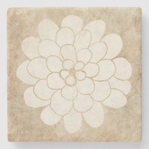 Vintage White Dahlia Floral Wedding Stenen Onderzetter