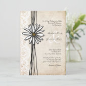 Vintage White Daisy Wedding Uitnodiging (Staand voorkant)