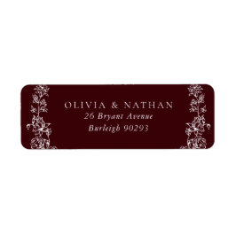 Vintage White Deep Burgundy Wedding Return Address Etiket