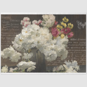 Vintage White Floral en Ephemera ontkoppeling Tissuepapier
