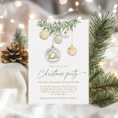 Vintage White Gold ornament Christmas party Kaart