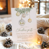 Vintage White Gold ornament Christmas party Kaart