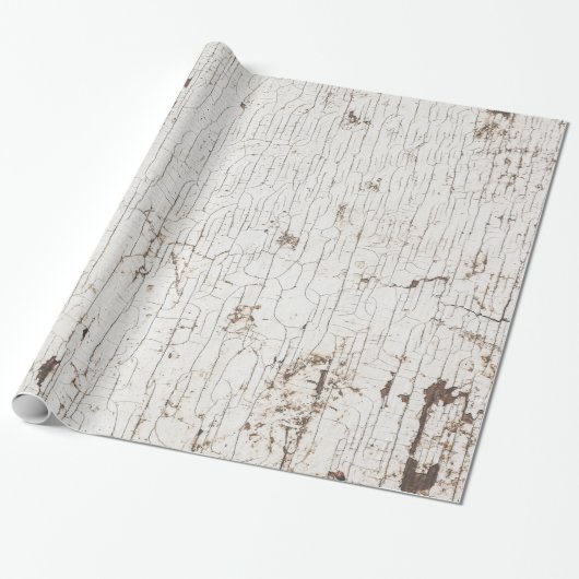 Vintage White Painted Wood Cadeaupapier (Uitgerold)