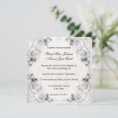 Vintage White Rose Wedding Invitation Kaart (Staand voorkant)