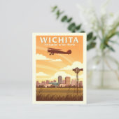 Vintage Wichita Kansas Briefkaart (Staand voorkant)