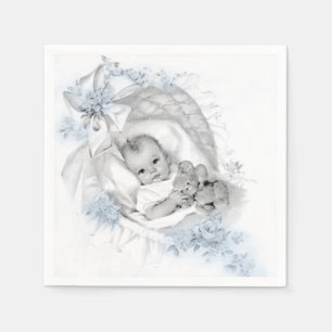 Vintage wieg baby jongensfeestje servetten