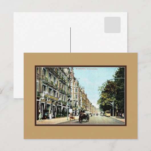 Vintage Wiesbaden Duitsland Wilhelmstrasse Briefkaart (Voorkant / Achterkant)