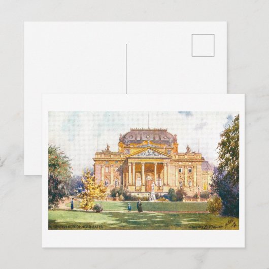 Vintage Wiesbaden Konigl Hoftheater Germany Briefkaart (Voorkant / Achterkant)