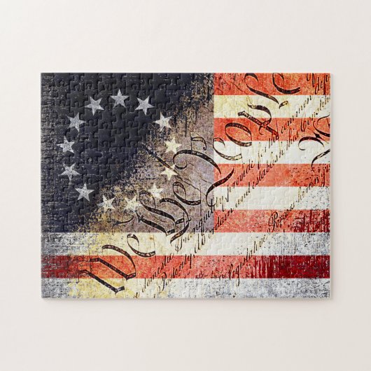 Vintage Wij de People Betsy Ross vlag Legpuzzel (Horizontaal)