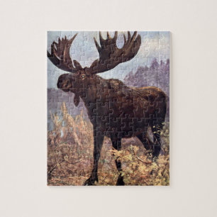 Vintage wild dier, eland of Amerikaanse eland door Legpuzzel