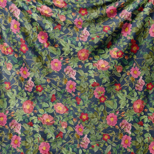 Vintage Wild Rose Fleece Deken in Midnight Navy