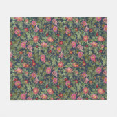 Vintage Wild Rose Fleece Deken in Midnight Navy (Voorkant (Horizontaal))