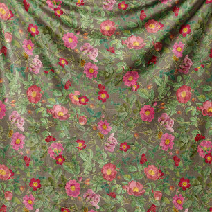 Vintage Wild Rose Fleece Deken in Taupe Sage