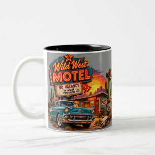 Vintage Wild West Motel Route 66 koffiemok Tweekleurige Koffiemok