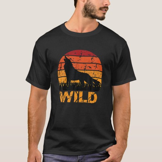 Vintage Wild Wolf Wildlife Howling T-shirt (Voorkant)