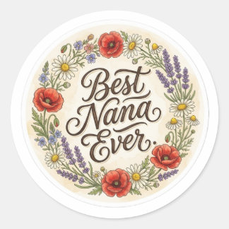 Vintage Wilde Bloem Beste Oma Ooit Bloemencadeau S Ronde Sticker