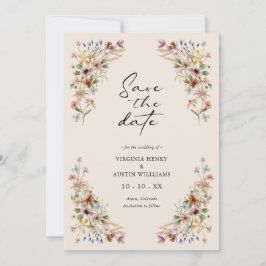 Vintage Wilde Bloem Bewaar De Datum Save The Date