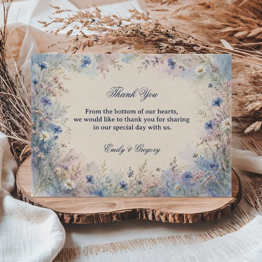 Vintage Wilde Bloem Botanisch Bedankkaart