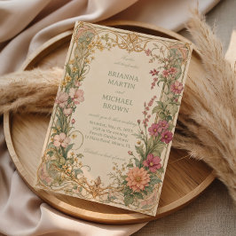 Vintage Wilde Bloem Botanisch Kaart