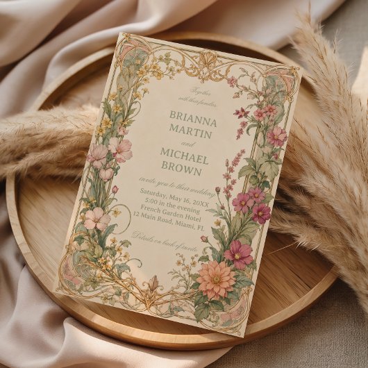 Vintage Wilde Bloem Botanisch Kaart