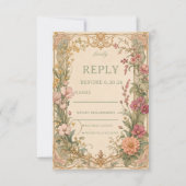 Vintage Wilde Bloem Botanisch RSVP Kaartje (Voorkant)