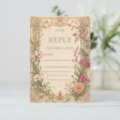 Vintage Wilde Bloem Botanisch RSVP Kaartje (Staand voorkant)
