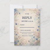 Vintage Wilde Bloem Botanisch RSVP Kaartje (Voorkant)