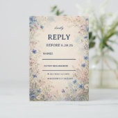 Vintage Wilde Bloem Botanisch RSVP Kaartje (Staand voorkant)