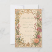 Vintage Wilde Bloem Botanisch Save The Date (Voorkant)