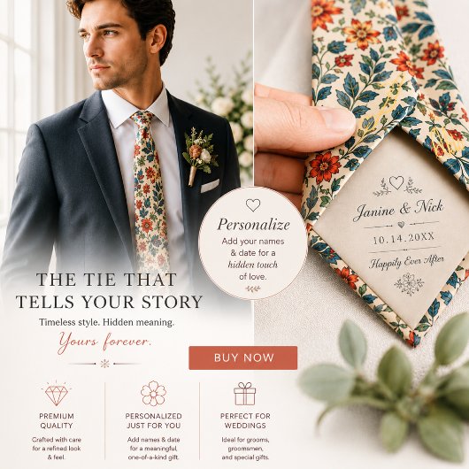 Vintage Wilde Bloem Verborgen Bericht Romantisch Stropdas