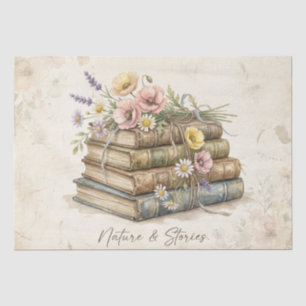 Vintage Wilde Bloemen & Boeken Tissuepapier