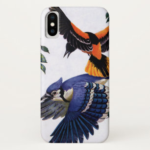 Vintage wilde dieren vogels, blauwe gaaien vliegen Case-Mate iPhone case