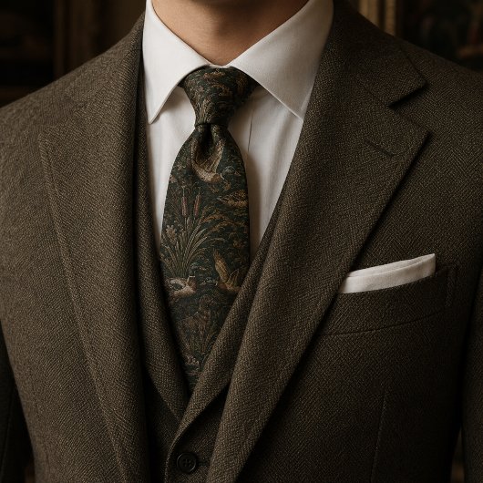 Vintage Wilde Eend en Jachthond Bosland Stropdas