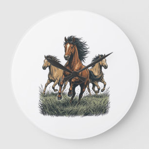 Vintage Wilde Paarden Rennen Western Vector Shirt_ Grote Klok
