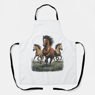 Vintage Wilde Paarden Rennen Western Vector Shirt_ Schort