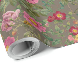 Vintage Wilde Roos Cadeaupapier in Notenbruin