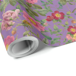 Vintage Wilde Roos Cadeaupapier in Orchidee Paars