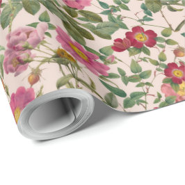 Vintage Wilde Roos Cadeaupapier in Zacht Roze