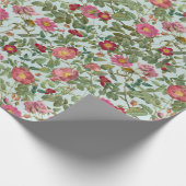 Vintage Wilde Roos Cadeaupapier in Zeeglas (Hoek)
