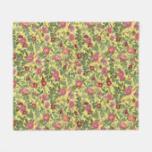 Vintage Wilde Rozen Dekbed in Boterbloemgeel Fleece Deken (Voorkant (Horizontaal))