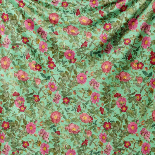 Vintage Wilde Rozen Fleece Deken in Aqua Mint