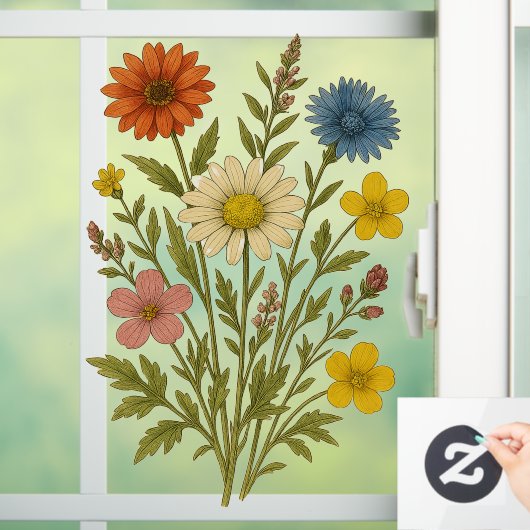 Vintage Wildflower Raamsticker (Huis)