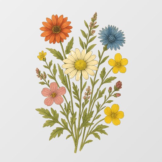Vintage Wildflower Raamsticker (Vel)