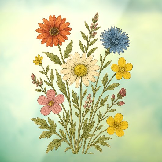 Vintage Wildflower Raamsticker (Vel 3)